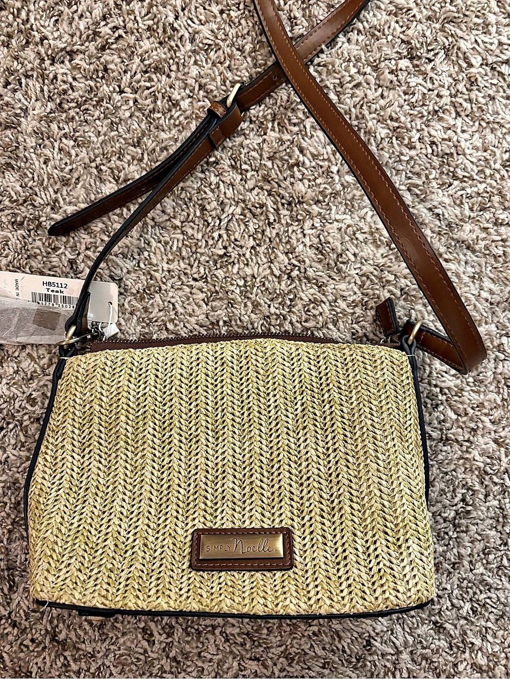 Simply Noelle Woven Crossbody Bag Yellow & Brown